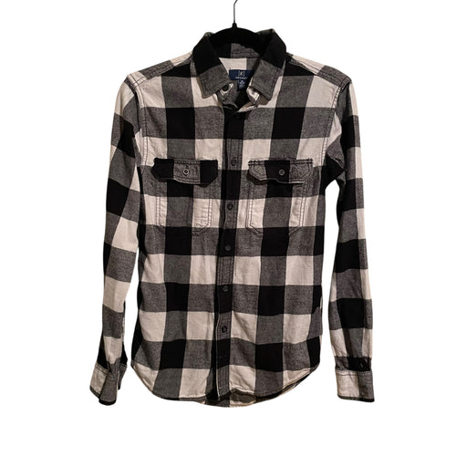 One of a Kind Kansas City Chiefs Black and White Plaid Flannel Button Front Shirt with Image XS