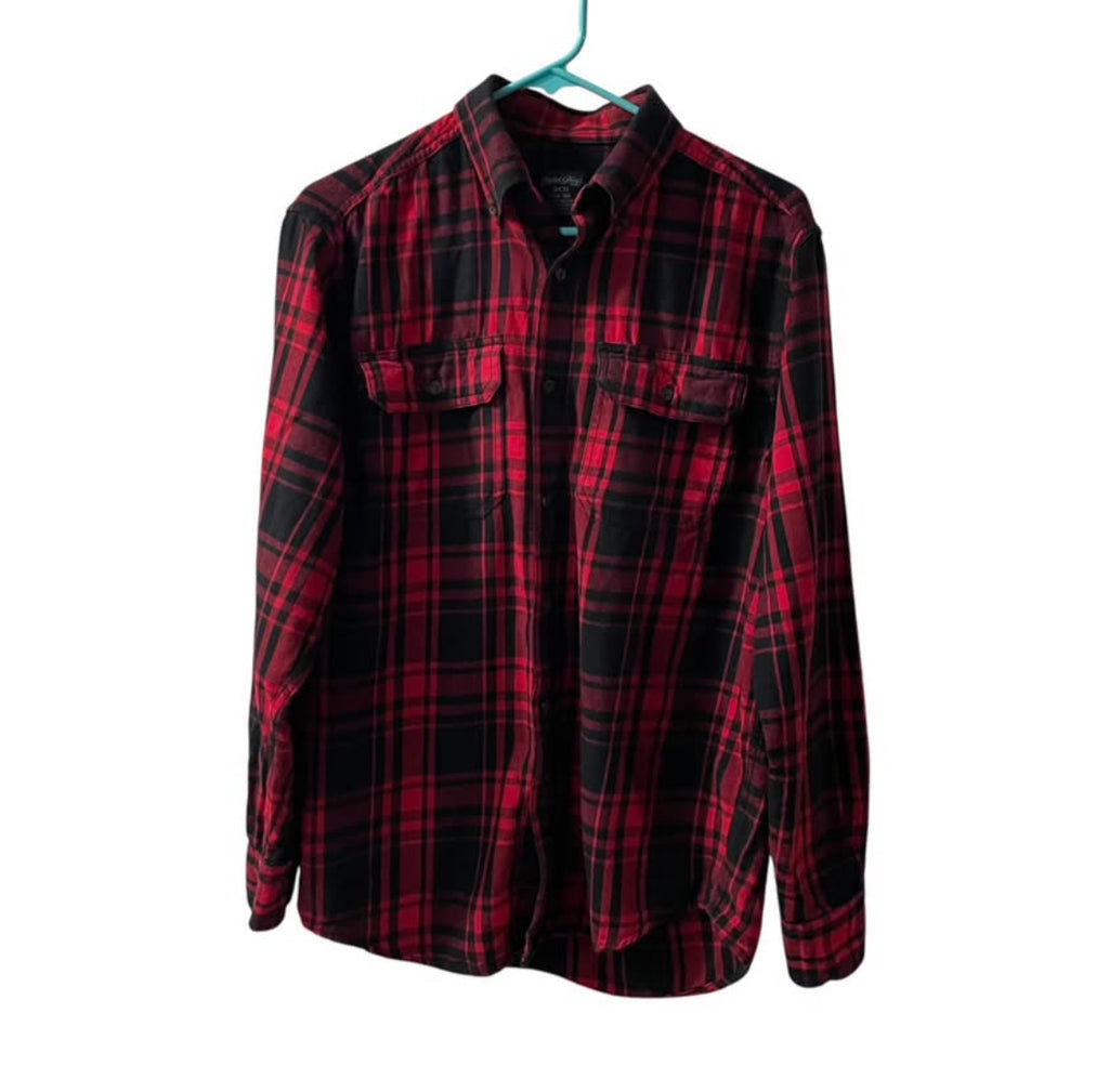 Unique Kansas City Chiefs Red and Black Plaid Flannel Button Front Shirt S ooak