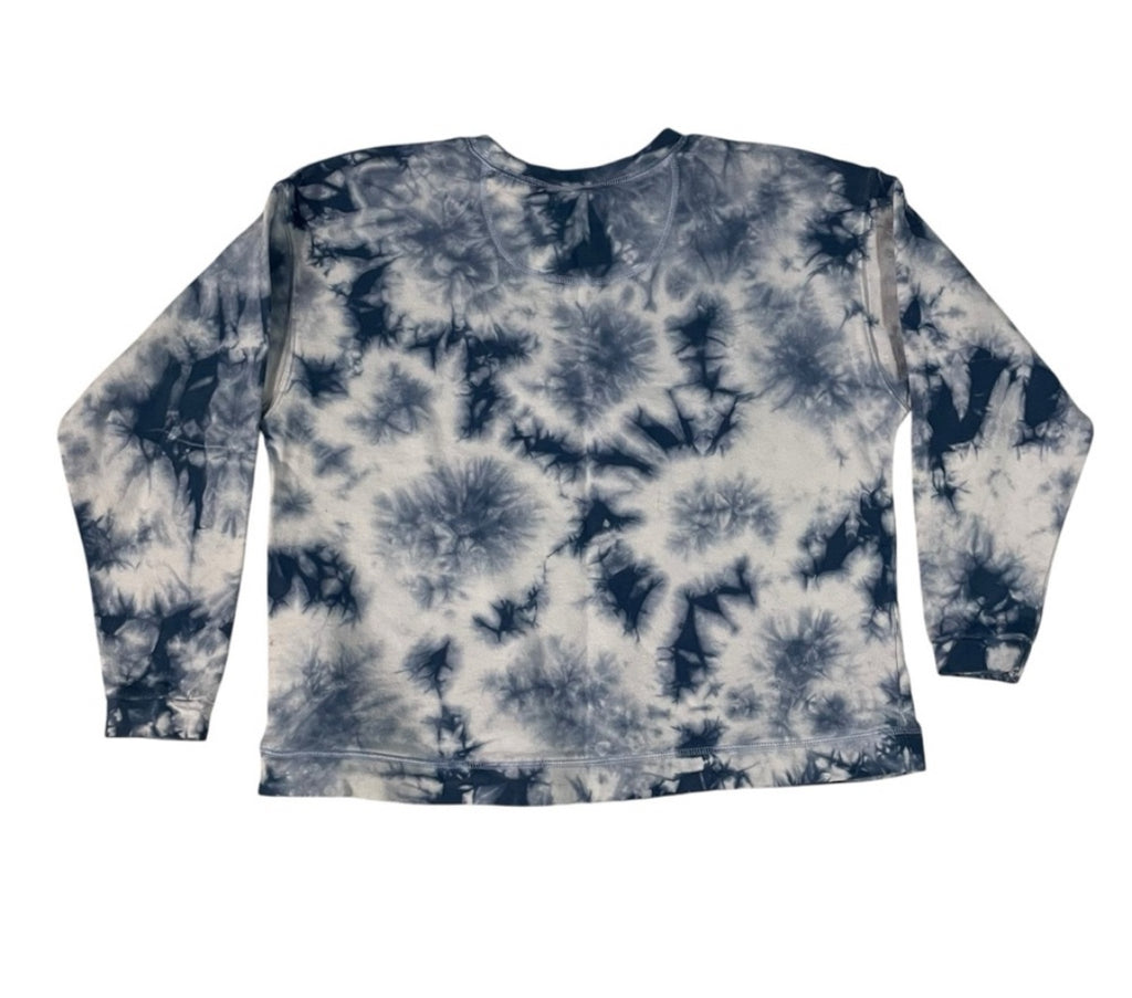 Upcycled Blue Tie Dye Vote Sweatshirt Size M stars red white blue