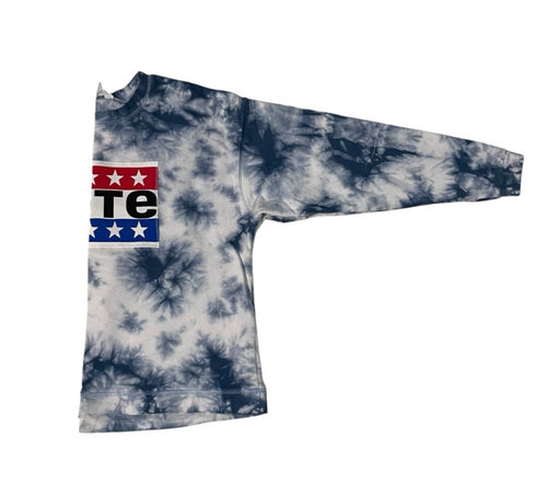 Upcycled Blue Tie Dye Vote Sweatshirt Size M stars red white blue