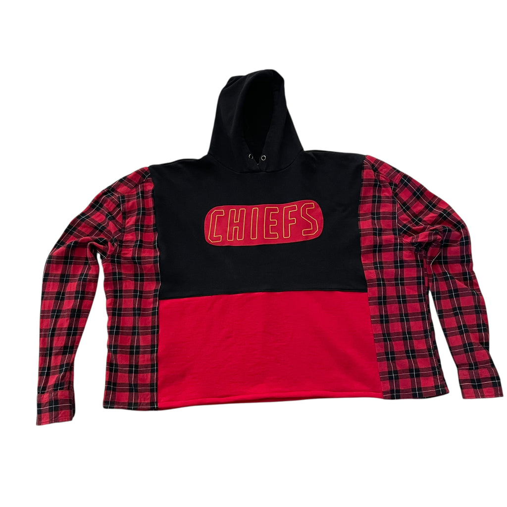 Unique One of a Kind Chiefs Flannel Sleeve Sweatshirt OSFM