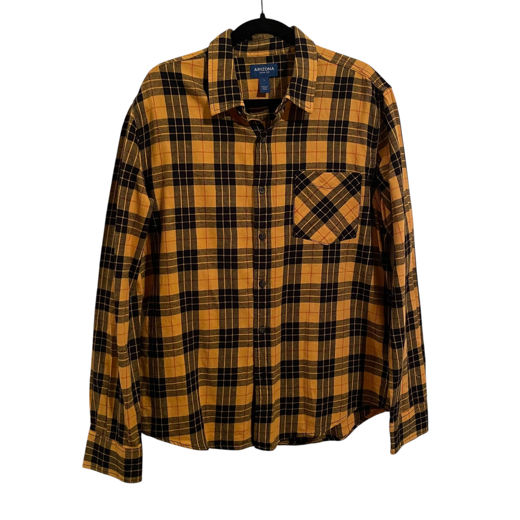 Yellow Gold and Black Plaid Kansas City Chiefs Custom Upcycled Flannel L