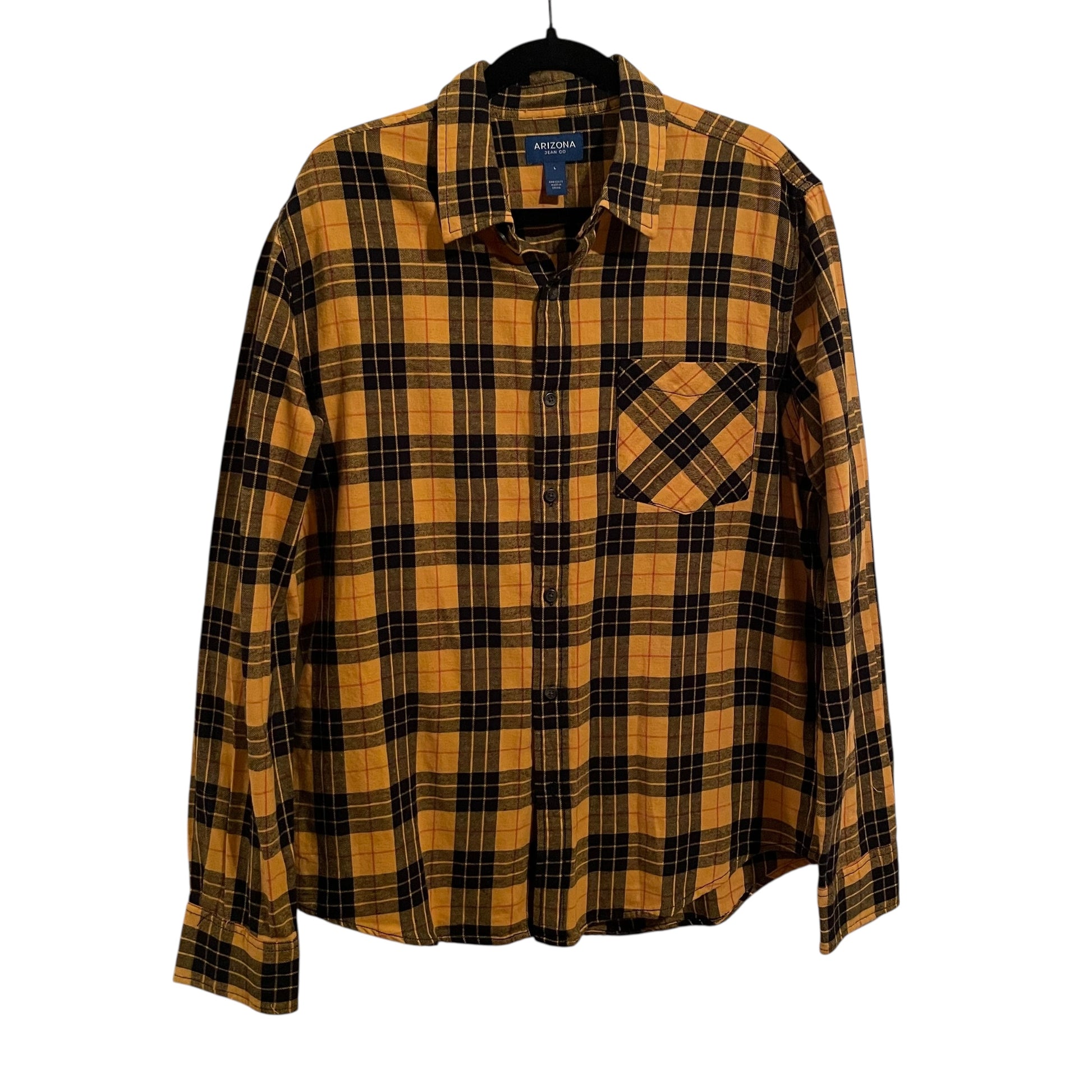 Yellow Gold and Black Plaid Kansas City Chiefs Custom Upcycled Flannel L
