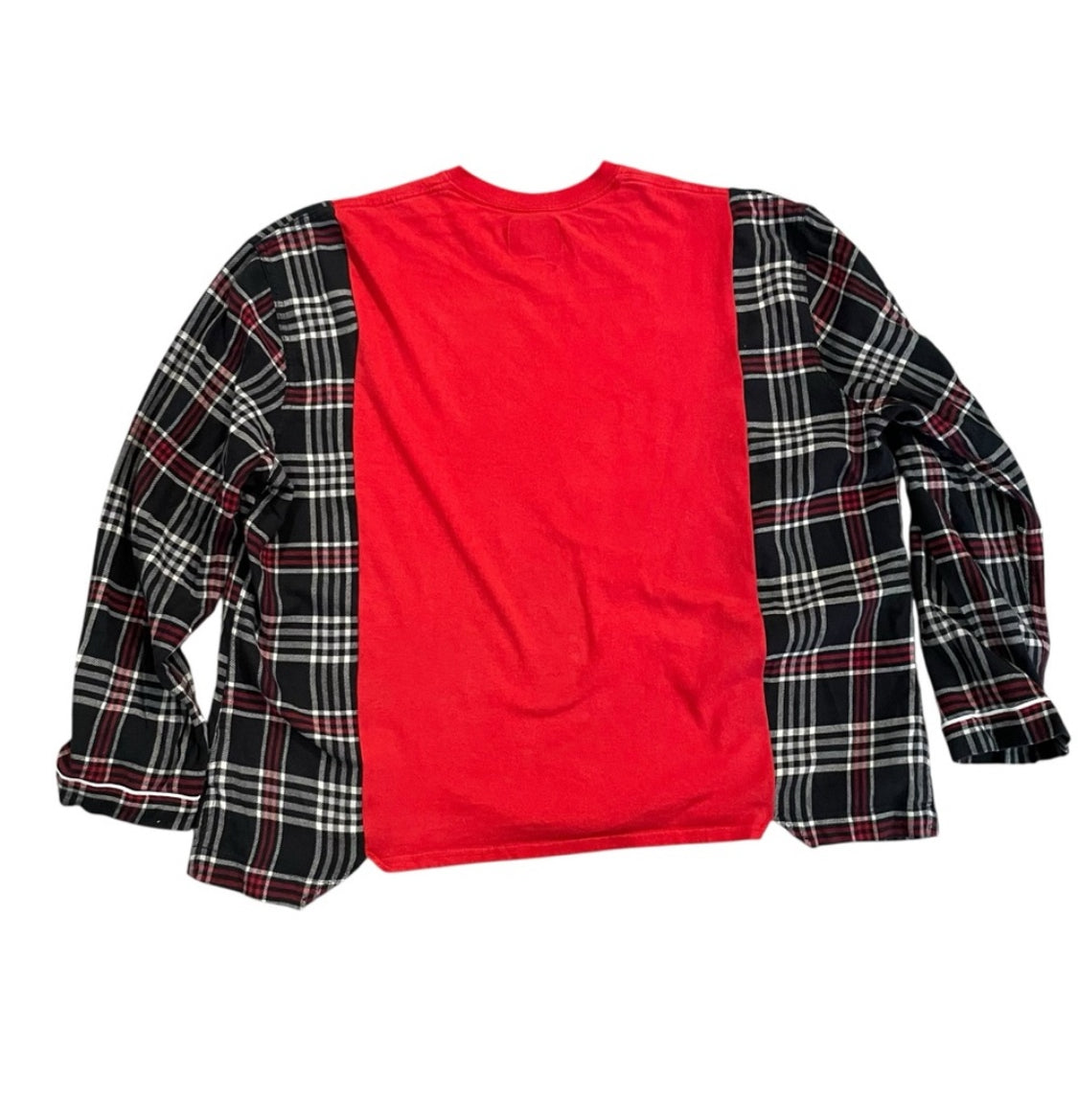 KC Chiefs Flannel Sleeve T Shirt Upcycle Oversized Fit up to 1XL
