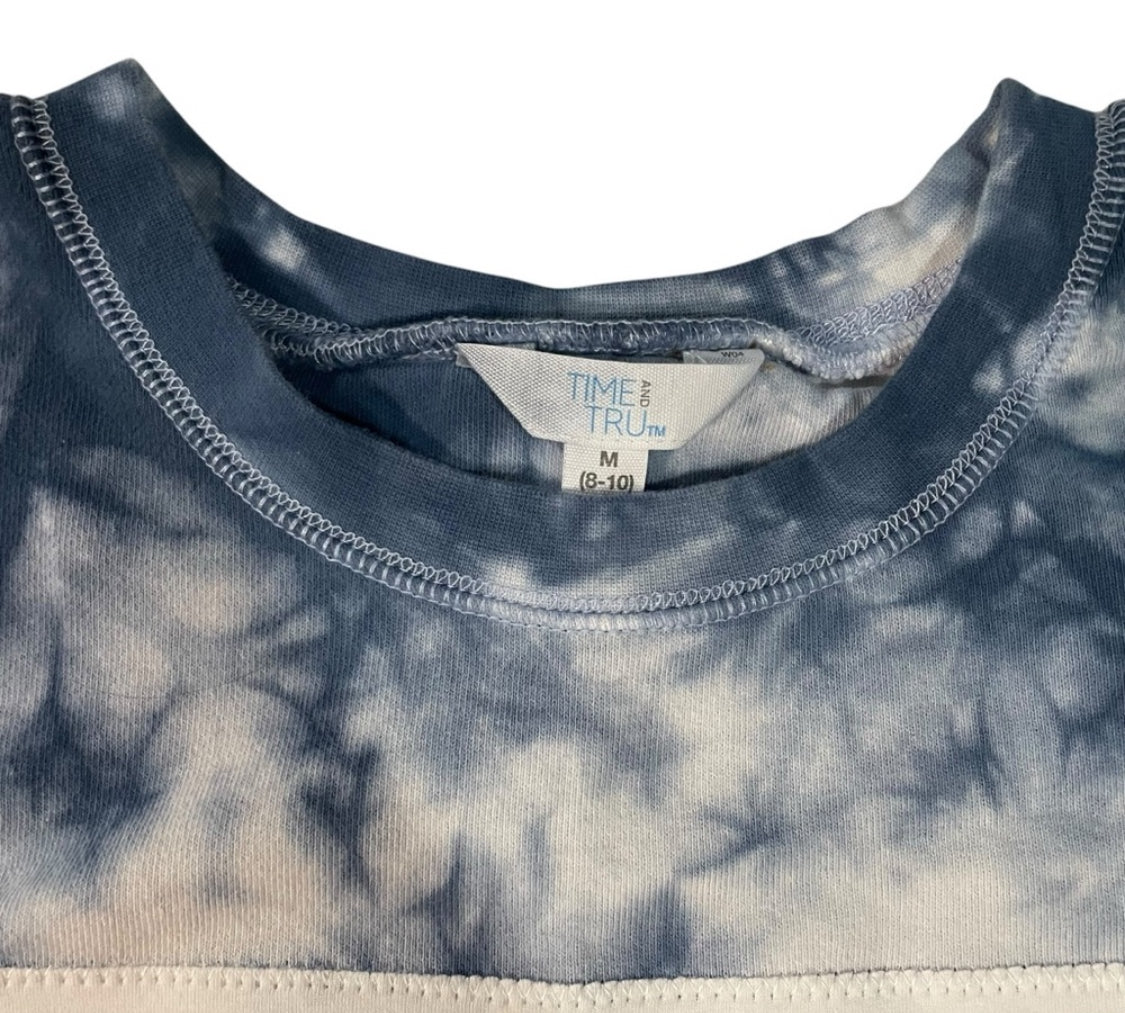 Upcycled Blue Tie Dye Vote Sweatshirt Size M stars red white blue
