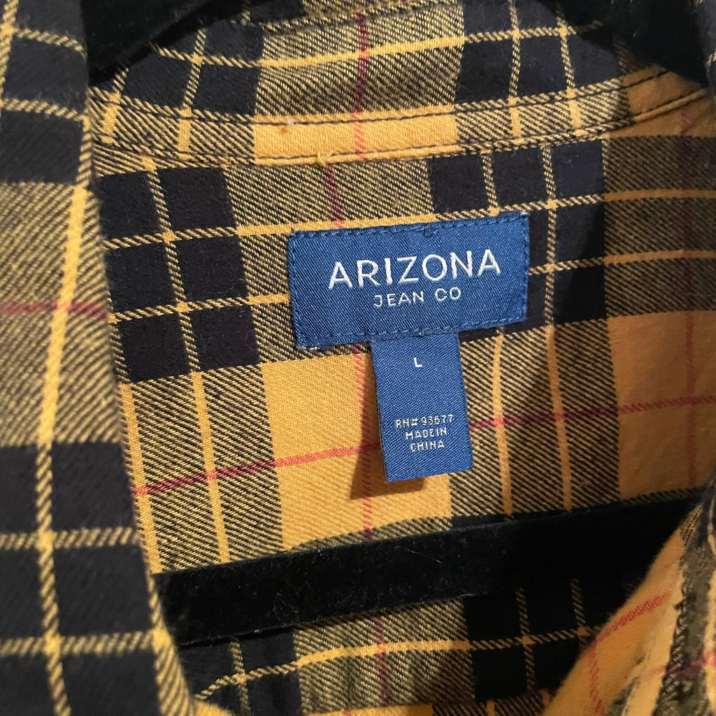 Yellow Gold and Black Plaid Kansas City Chiefs Custom Upcycled Flannel L