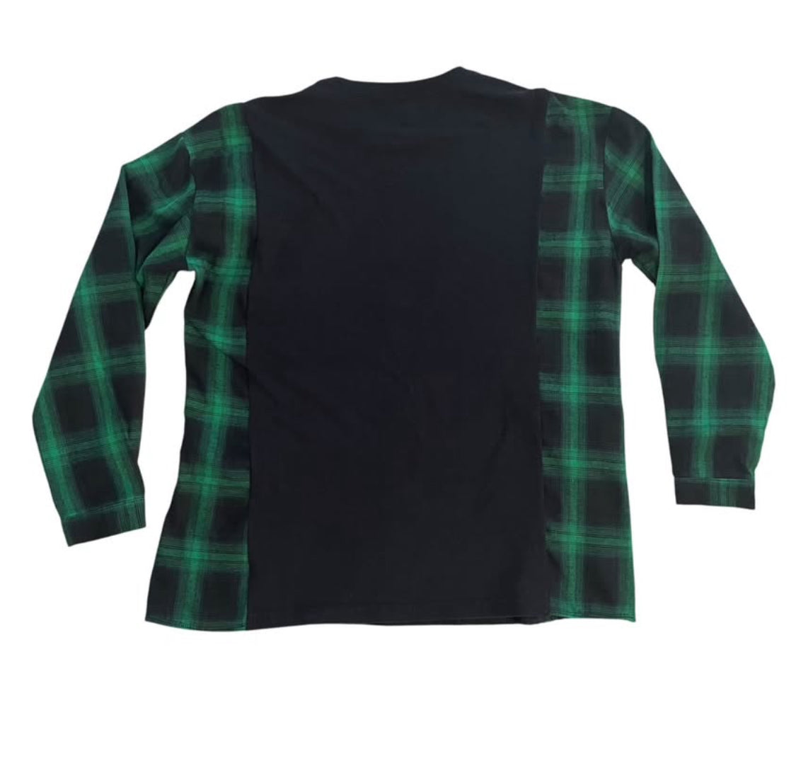 Kiss Me I’m Irish-ish Four Leaf Clover Green Black Flannel Sleeve Tee Shirt XL