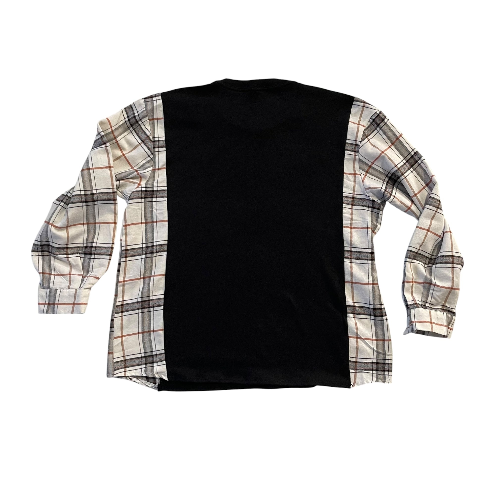 Handmade Sustainable Upcycle Frog on Mushrooms Flannel Sleeve Shirt